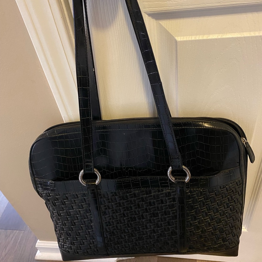 Coldwater Creek Black Laptop, book bag or utility bag with silver accents.